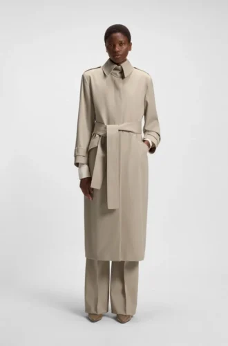 Trenchcoat aus Schurwolle mit Gürtel