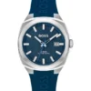 Uhr mit blauem Zifferblatt und Silikonarmband