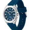 Uhr mit blauem Zifferblatt und Silikonarmband