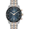 Uhr mit blauem Zifferblatt und zweifarbigem Armband