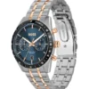Uhr mit blauem Zifferblatt und zweifarbigem Armband
