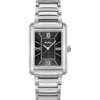 Uhr mit schwarzem Zifferblatt und goldfarbenem Armband