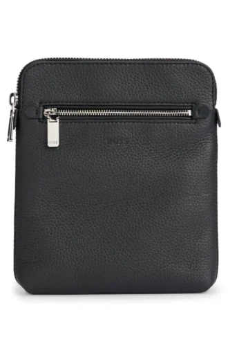 Umschlagtasche aus italienischem Leder mit geprägtem Logo Umschlagtasche aus italienischem Leder mit geprägtem Logo
