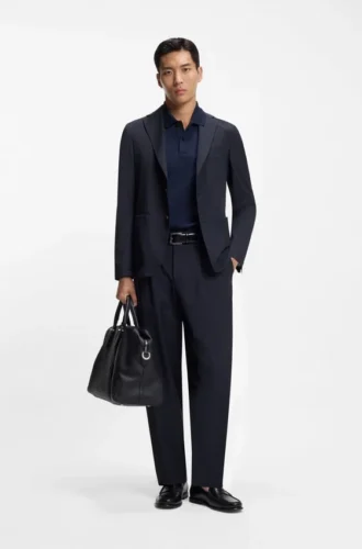 Waschbare Hose mit konischer Passform aus einer Wollmischung
