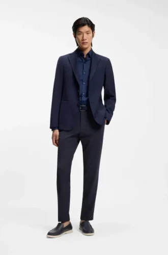 Waschbare Slim-Fit-Hose aus Wollmischung