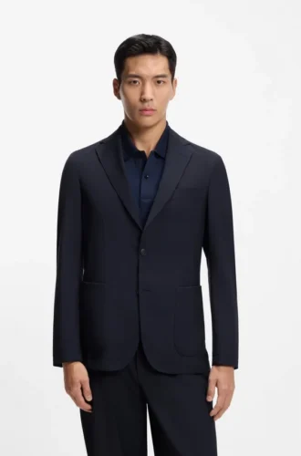 Waschbare Slim-Fit-Jacke aus Wollmischung