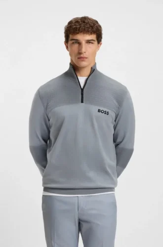 Wasserabweisender Pullover mit Reißverschluss aus einer Baumwollmischung