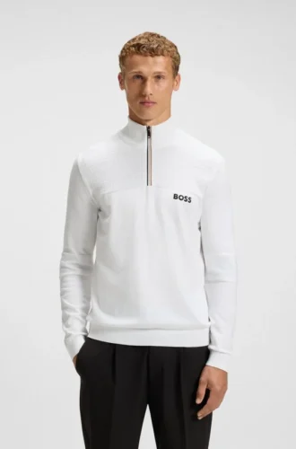 Wasserabweisender Pullover mit Reißverschluss aus einer Baumwollmischung