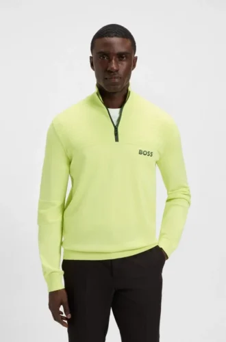 Wasserabweisender Pullover mit Reißverschlusskragen aus einer Baumwollmischung