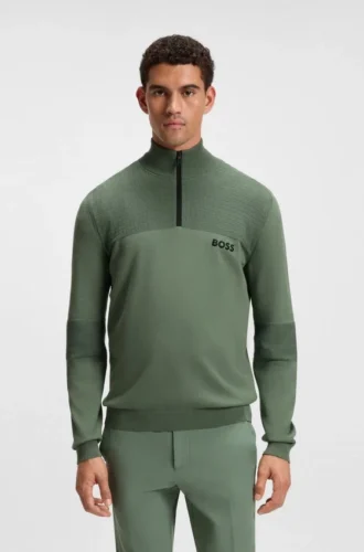 Wasserabweisender Pullover mit Reißverschlusskragen aus einer Baumwollmischung