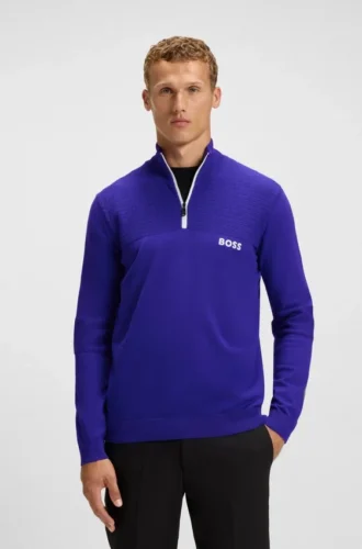 Wasserabweisender Pullover mit Reißverschlusskragen aus einer Baumwollmischung