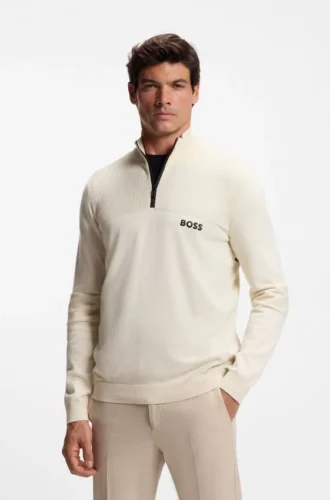 Wasserabweisender Pullover mit Reißverschlusskragen aus einer Baumwollmischung