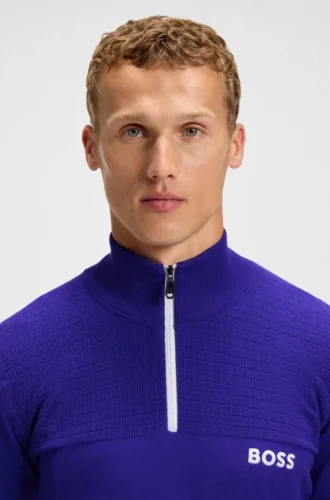 Wasserabweisender Pullover mit Reißverschlusskragen aus einer Baumwollmischung