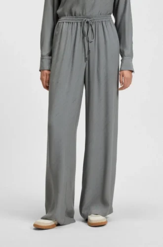 Weit geschnittene Hose mit Logo-Jacquard
