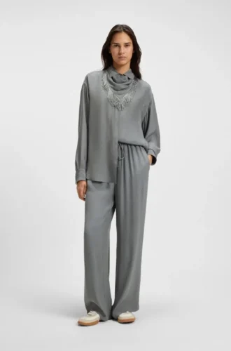 Weit geschnittene Hose mit Logo-Jacquard