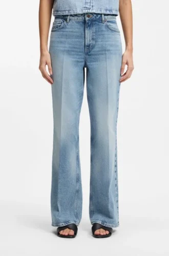 Weit geschnittene Jeans aus blauem Stretch-Denim