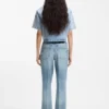 Weit geschnittene Jeans aus blauem Stretch-Denim