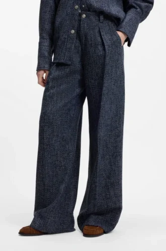 Weithose aus Stretch-Tweed