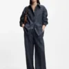 Weithose aus Stretch-Tweed