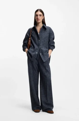 Weithose aus Stretch-Tweed