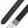 Wendegürtel aus genarbtem italienischem Leder mit Logo-Schnalle