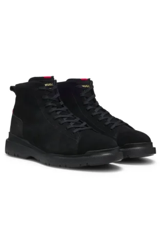 Wildleder-Stiefeletten mit Lederbesatz