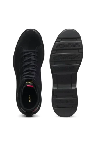 Wildleder-Stiefeletten mit Lederbesatz