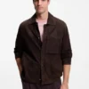 Wildlederjacke mit Druckknopfverschluss