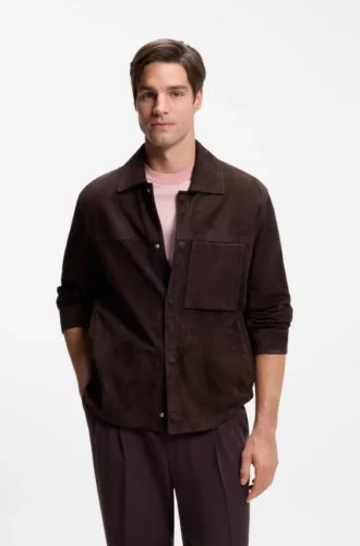 Wildlederjacke mit Druckknopfverschluss