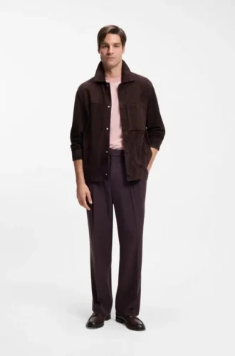 Wildlederjacke mit Druckknopfverschluss