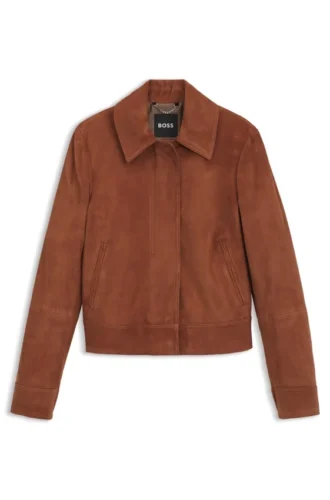 Wildlederjacke mit verdecktem Reißverschluss