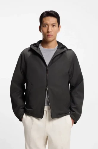 Windjacke aus Schurwolle mit Kapuze