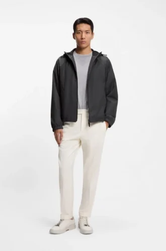 Windjacke aus Schurwolle mit Kapuze