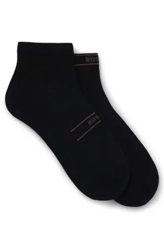 Zweierpack kurze Socken mit Streifen und Logo