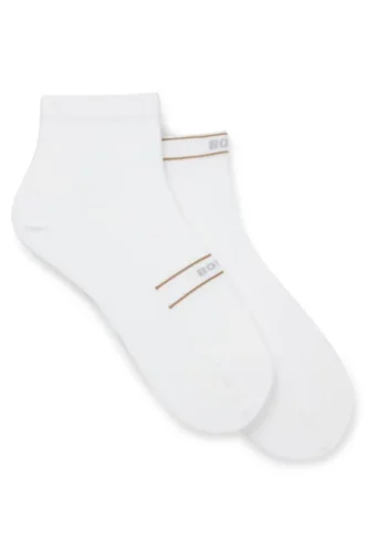 Zweierpack kurze Socken mit Streifen und Logo