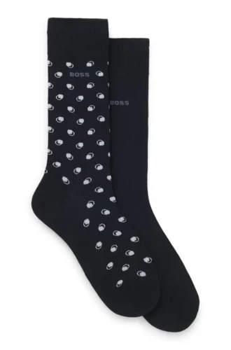 Zweierpack Socken mit Mini-Muster aus einer gekämmten Baumwollmischung