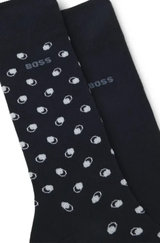 Zweierpack Socken mit Mini-Muster aus einer gekämmten Baumwollmischung
