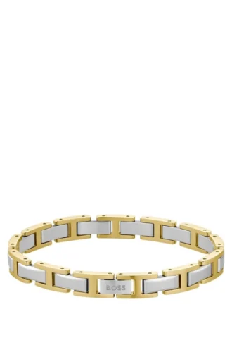 Zweifarbiges H-Glied-Armband mit Logo-Verschluss