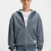 Zweilagiger Kapuzenpullover mit Reißverschluss aus Baumwollmischung Zweilagiger Kapuzenpullover mit Reißverschluss aus Baumwollmischung