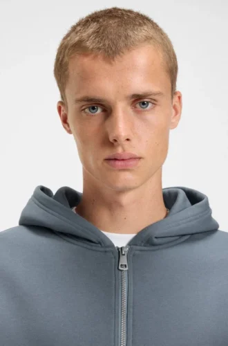 Zweilagiger Kapuzenpullover mit Reißverschluss aus Baumwollmischung