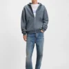 Zweilagiger Kapuzenpullover mit Reißverschluss aus Baumwollmischung Zweilagiger Kapuzenpullover mit Reißverschluss aus Baumwollmischung