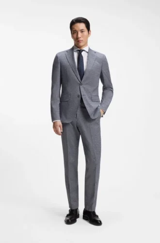 Zweiteiliger Anzug in Regular-Fit aus Stretch-Bouclé