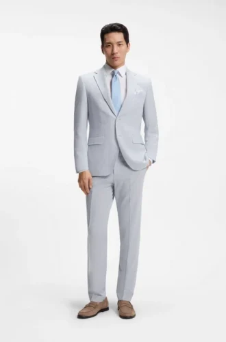 Zweiteiliger Anzug in Regular-Fit aus Stretch-Bouclé