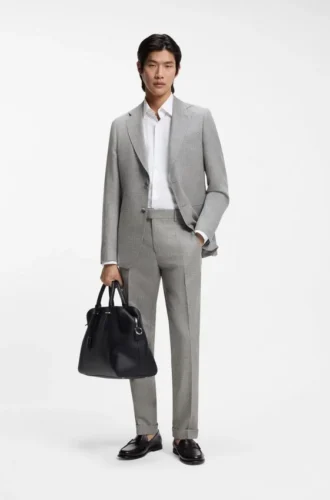 Zweiteiliger Slim-Fit-Anzug aus Baumwolle und Schurwolle