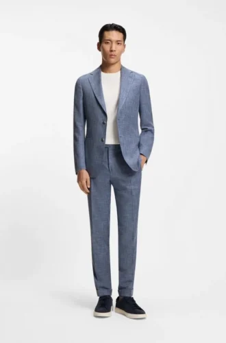 Zweiteiliger Slim-Fit-Anzug aus Baumwolle und Schurwolle