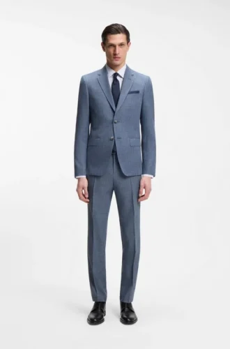 Zweiteiliger Slim-Fit-Anzug aus Baumwolle und Schurwolle