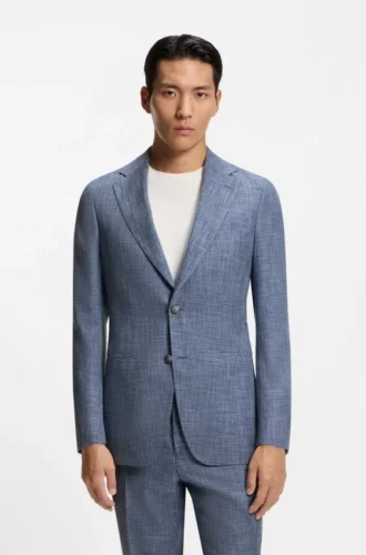 Zweiteiliger Slim-Fit-Anzug aus Baumwolle und Schurwolle