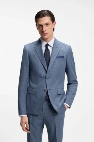 Zweiteiliger Slim-Fit-Anzug aus Baumwolle und Schurwolle