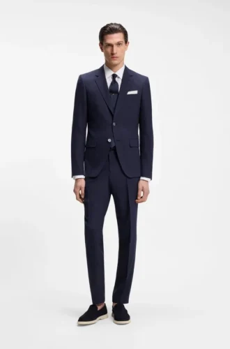 Zweiteiliger Slim-Fit-Anzug aus Bekleidung mit feinem Muster