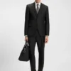 Zweiteiliger Slim-Fit-Anzug aus gemusterter Schurwolle